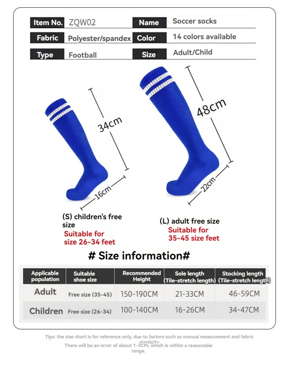 Soccer Long Knee High Towel Bottom Sports Sock