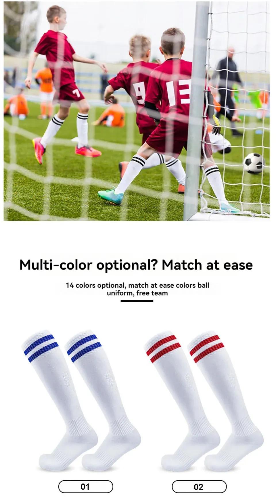 Soccer Long Knee High Towel Bottom Sports Sock