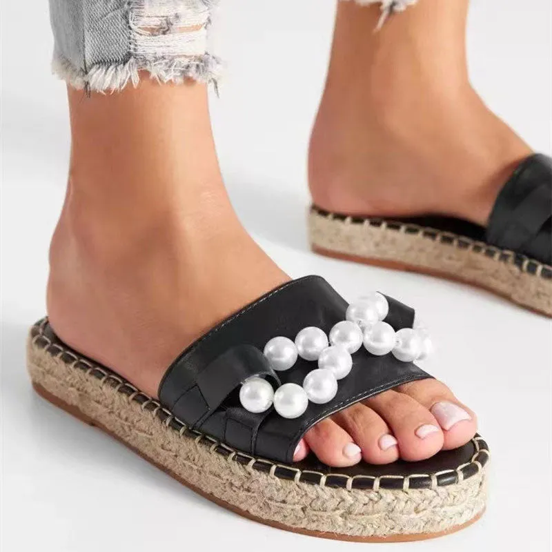 Solid Beaded Platform Sandals