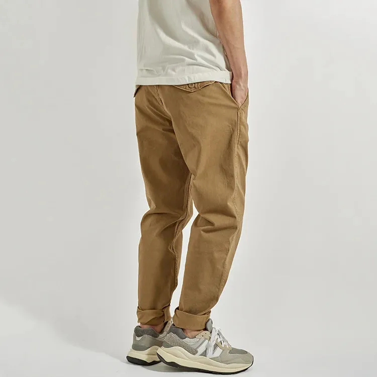 Washed Old Woven Hole Cargo Pants - Men's Fashion Slim Straight Casual Pencil Trousers in 97% Cotton