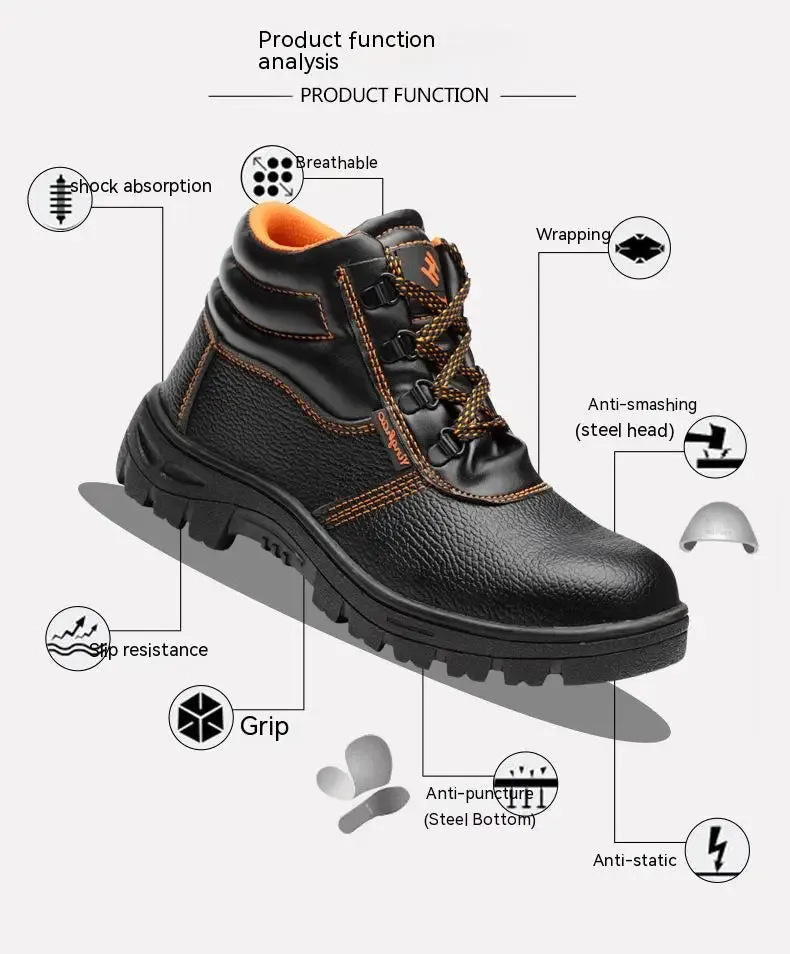 Wear-Resisting Work Safety Boots – Anti-Smash, Anti-Puncture Work Sneakers, Waterproof Boots, Indestructible Protective Work Boots for Men