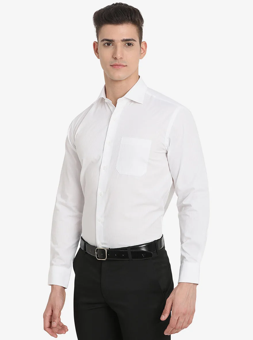 White Striped Regular Fit Formal Shirt | JadeBlue