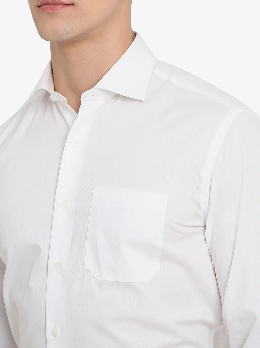 White Striped Regular Fit Formal Shirt | JadeBlue