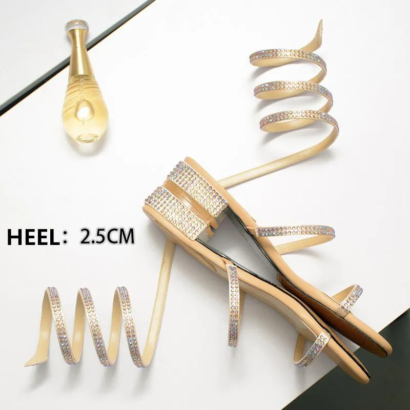 Women Rhinestone Mid Heel Sandals