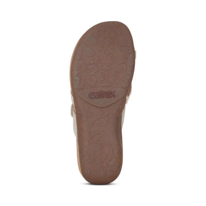 WOMEN'S AETREX IZZY ADJUSTABLE SLIDE SANDAL | SPARKLE GOLD