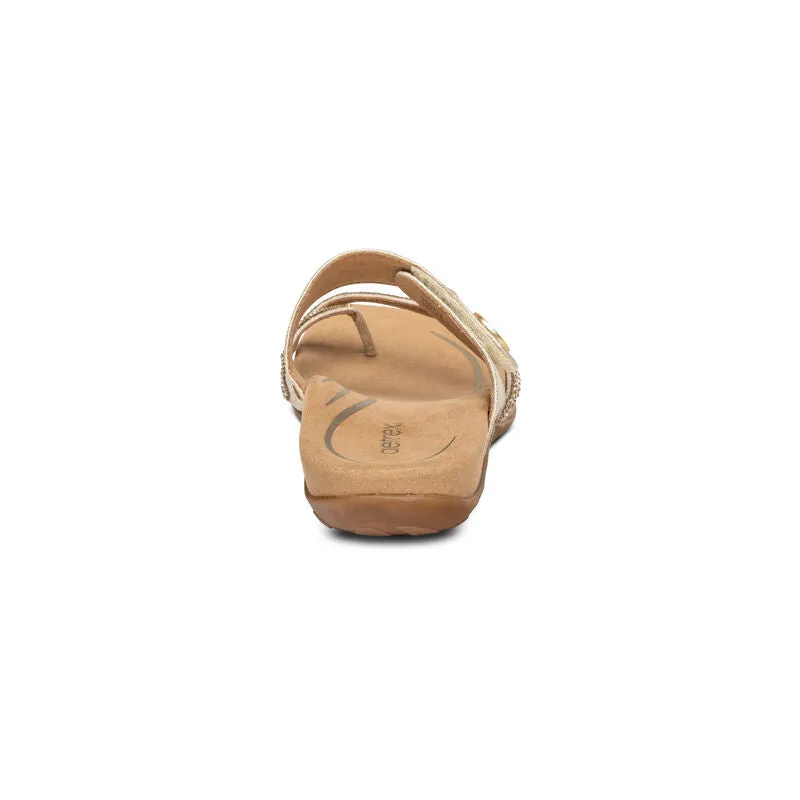 WOMEN'S AETREX IZZY ADJUSTABLE SLIDE SANDAL | SPARKLE GOLD
