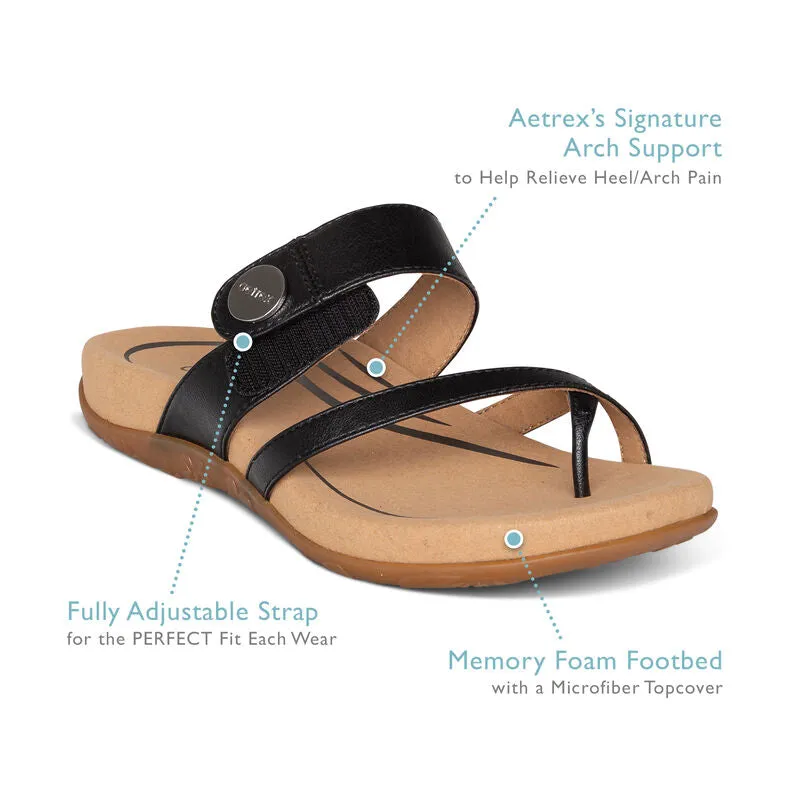 WOMEN'S AETREX IZZY ADJUSTABLE SLIDE SANDAL | SPARKLE GOLD