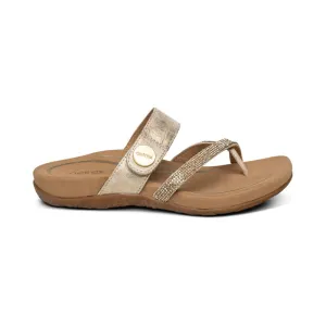 WOMEN'S AETREX IZZY ADJUSTABLE SLIDE SANDAL | SPARKLE GOLD