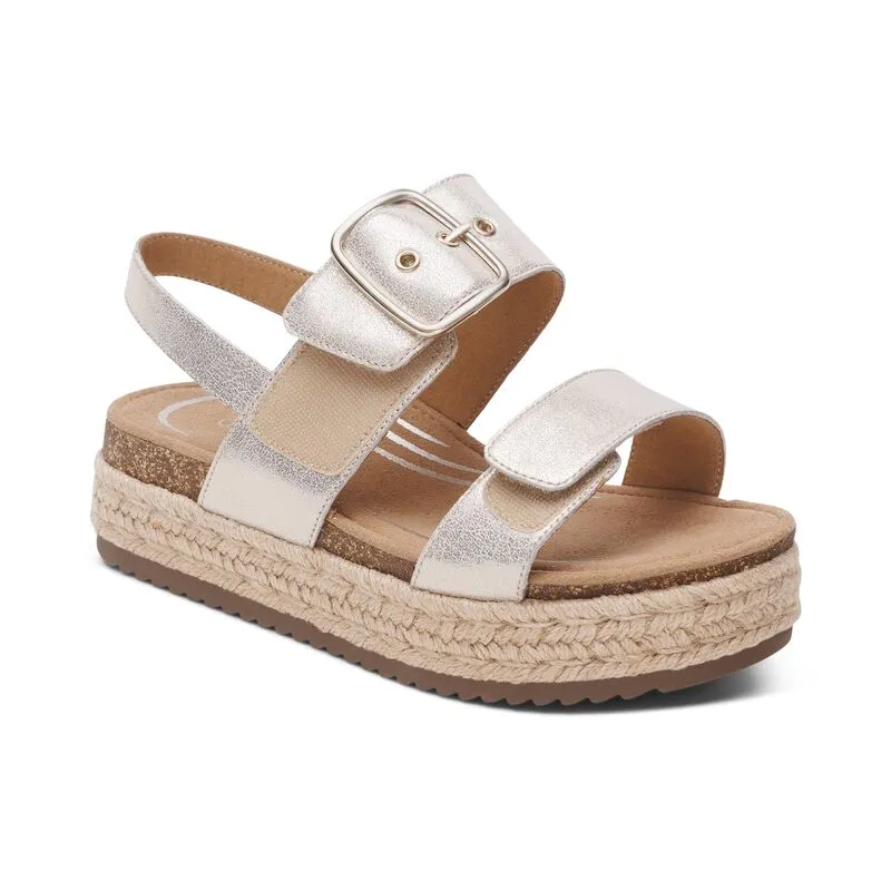 WOMEN'S AETREX VANIA ARCH SUPPORT PLATFORM SANDAL | CHAMPAGNE